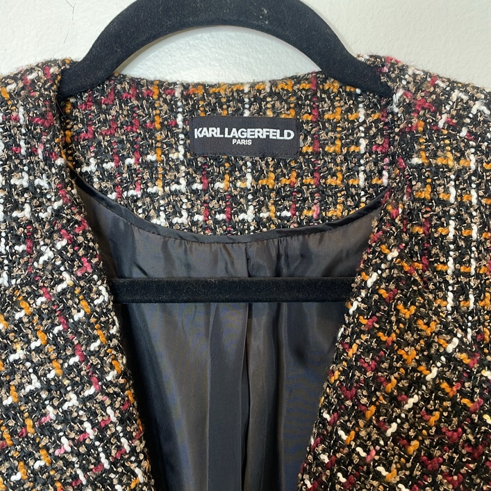Karl Lagerfeld Tweed Fringe Blazer - Picture 3 of 6
